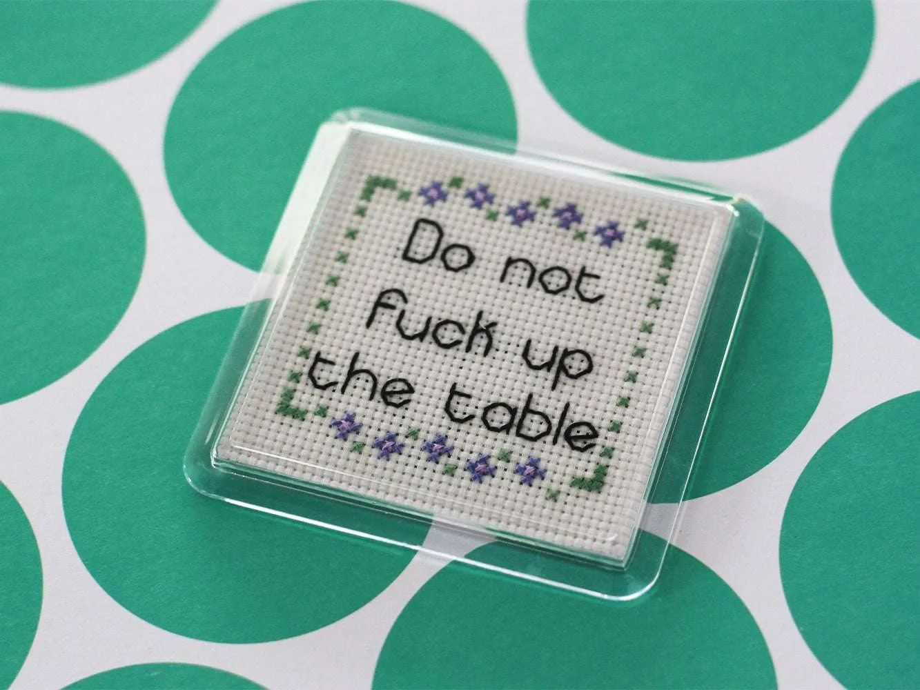 Pair of Rude Cross Stitch Coasters- DIY Kit And Pattern