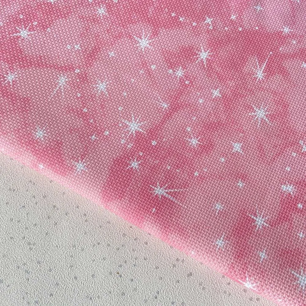 Fabric Flair- Pink Stars-14ct - 9 x 11 inches