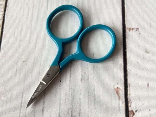 Extra small embroidery scissors with teal handles