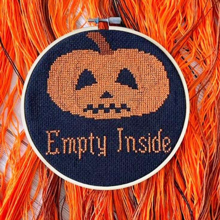 Empty Inside- Pumpkin Cross Stitch Kit And Pattern