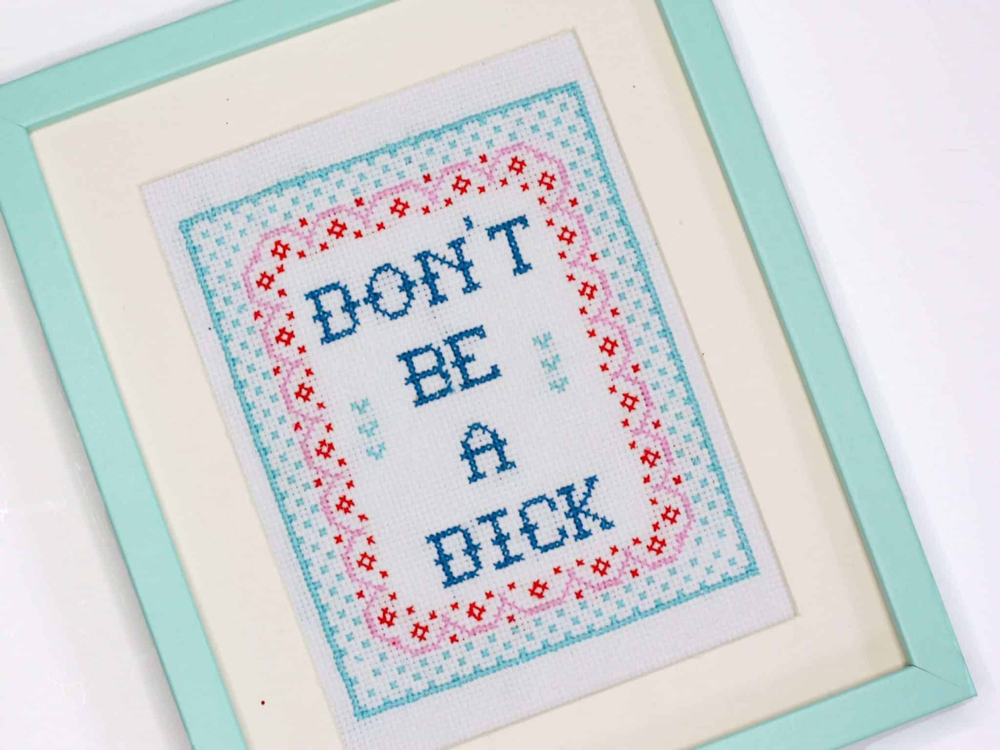 Don't Be A Dick - Cross Stitch Kit And Pattern
